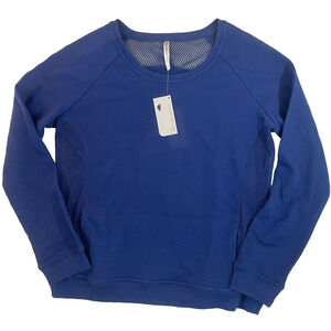 Fabletics Womens Sweatshirt XXL Bonita Pullover Blue Mesh Panels Kangaroo Pocket